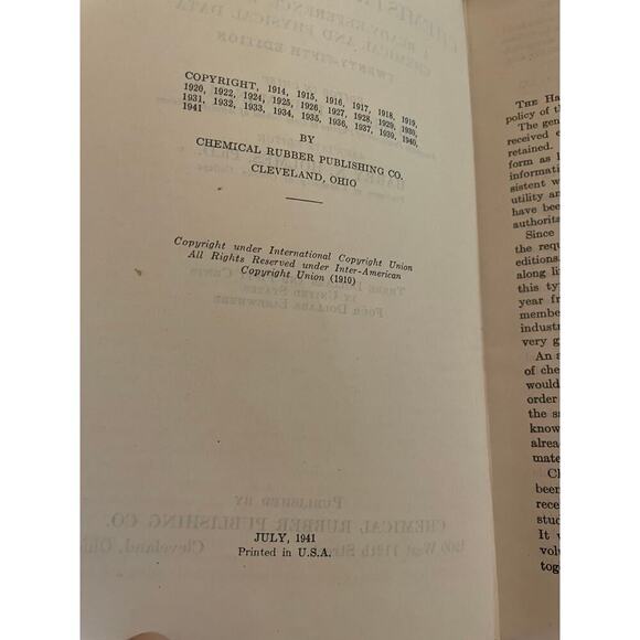 Vintage Handbook of Chemistry and Physics 25th Edition 1941 Hodgman Textbook - Picture 5 of 7